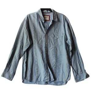 TIMBERLAND Mens XL Button Up Blue Pocket Long Sleeve Floral Design. *NICE